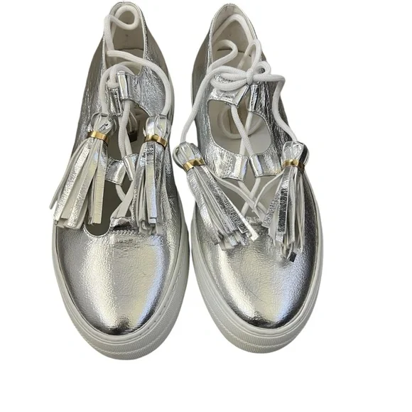 L' AUTRE CHOSE Lace-up sneakers Silver NWOT Size 39 - Picture 3 of 14